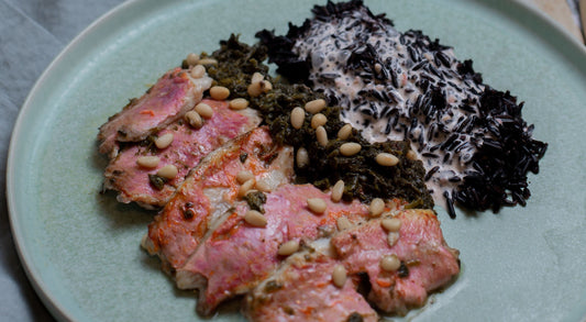 Rougets au vinaigre balsamique et riz noir de camargue